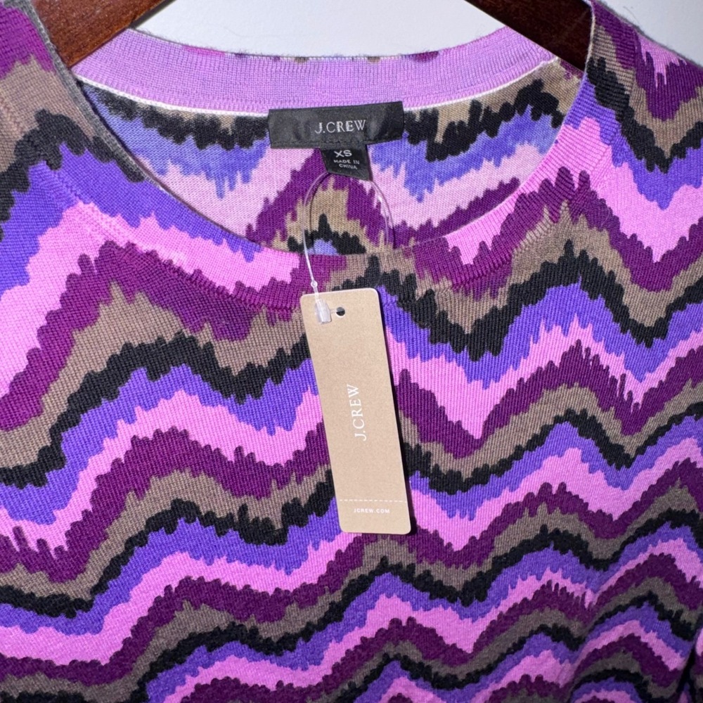 J.Crew Tippi Pullover Merino Wool Zig Zag Chevron Knit Sweater XS‎ NWT - Picture 4 of 11